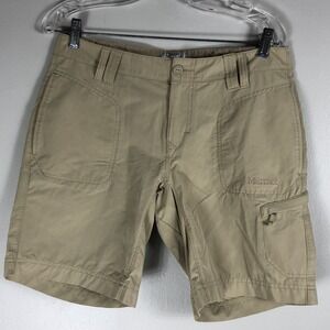 Marmot Women's 8 Beige Cargo Pocket Flat Front Nylon Blend Outdoor Casual Shorts